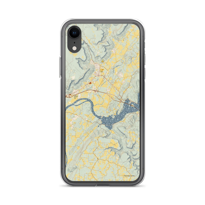 Custom iPhone XR Sequatchie Valley Tennessee Map Phone Case in Woodblock