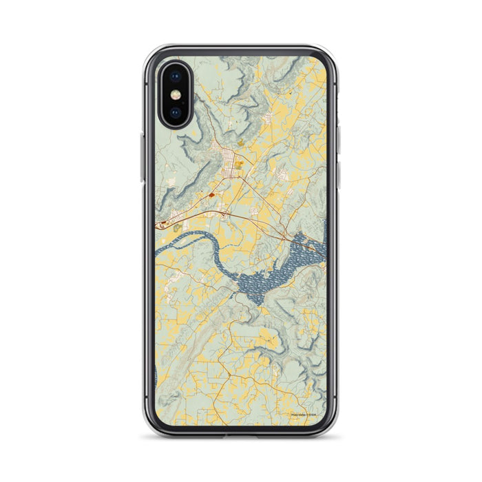 Custom iPhone X/XS Sequatchie Valley Tennessee Map Phone Case in Woodblock