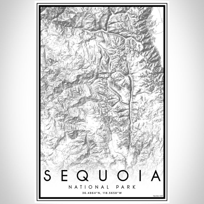 Sequoia National Park Map Print Portrait Orientation in Classic Style With Shaded Background