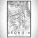 Sequoia National Park Map Print Portrait Orientation in Classic Style With Shaded Background