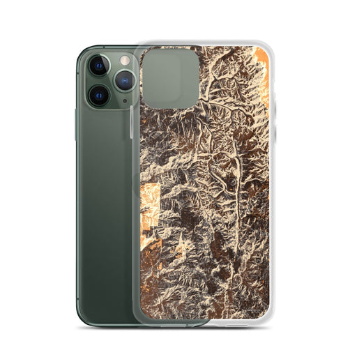 Custom Sequoia National Park Map Phone Case in Ember on Table with Laptop and Plant