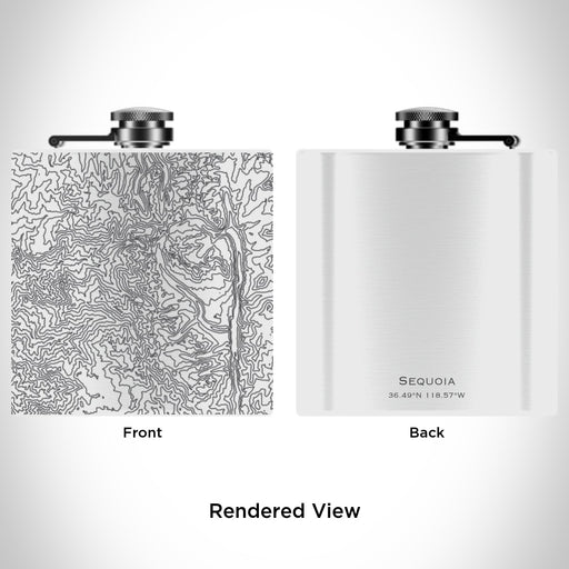 Rendered View of Sequoia National Park Map Engraving on 6oz Stainless Steel Flask in White