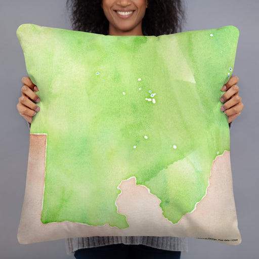 Person holding 22x22 Custom Sequoia National Park Map Throw Pillow in Watercolor