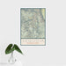 16x24 Sequoia National Park Map Print Portrait Orientation in Woodblock Style With Tropical Plant Leaves in Water