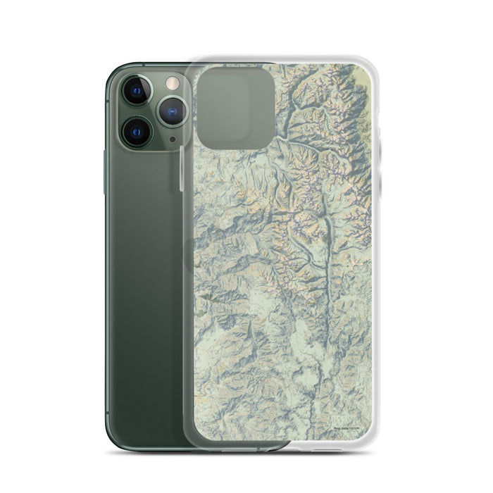 Custom Sequoia National Park Map Phone Case in Woodblock on Table with Laptop and Plant