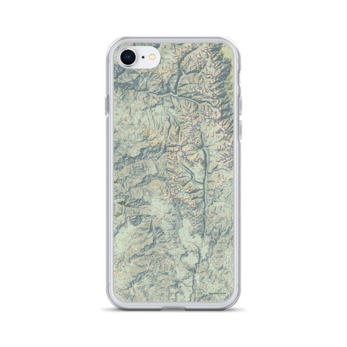 Custom Sequoia National Park Map iPhone SE Phone Case in Woodblock