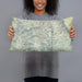Person holding 20x12 Custom Sequoia National Park Map Throw Pillow in Woodblock