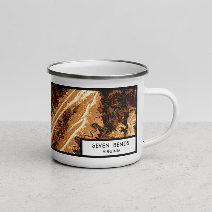 Right View Custom Seven Bends Virginia Map Enamel Mug in Ember