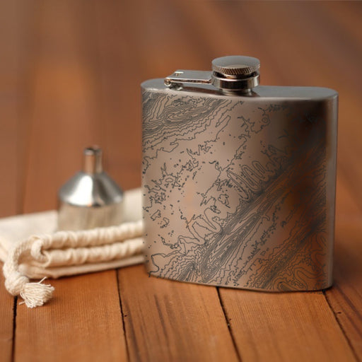 Seven Bends Virginia Custom Engraved City Map Inscription Coordinates on 6oz Stainless Steel Flask