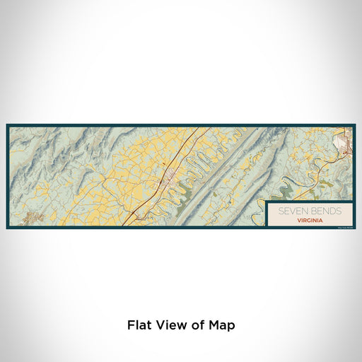 Flat View of Map Custom Seven Bends Virginia Map Enamel Mug in Woodblock