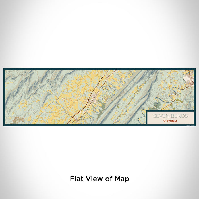 Flat View of Map Custom Seven Bends Virginia Map Enamel Mug in Woodblock