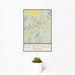 12x18 Sewanee Tennessee Map Print Portrait Orientation in Woodblock Style With Small Cactus Plant in White Planter