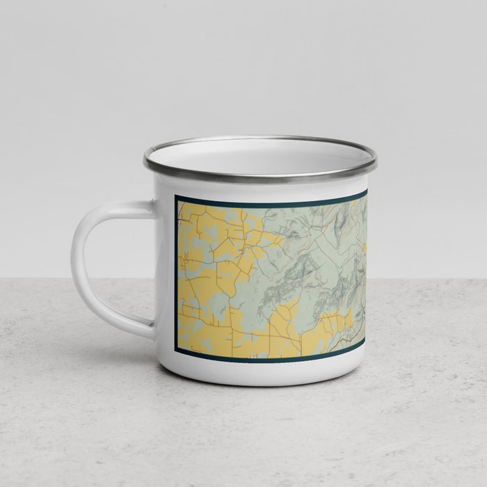 Left View Custom Sewanee Tennessee Map Enamel Mug in Woodblock