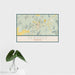 16x24 Sewanee Tennessee Map Print Landscape Orientation in Woodblock Style With Tropical Plant Leaves in Water