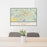 24x36 Sewanee Tennessee Map Print Landscape Orientation in Woodblock Style Behind 2 Chairs Table and Potted Plant