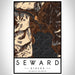 Seward Alaska Map Print Portrait Orientation in Ember Style With Shaded Background