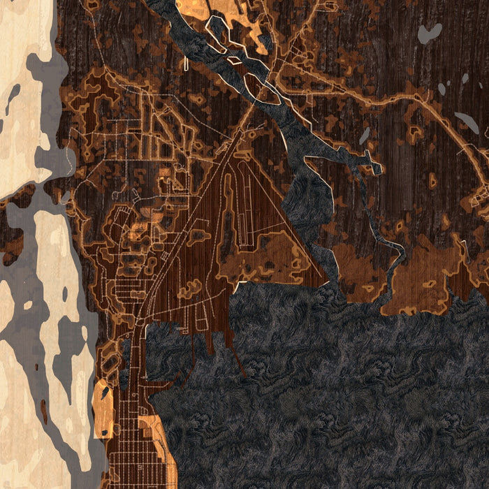 Seward Alaska Map Print in Ember Style Zoomed In Close Up Showing Details
