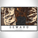 Seward Alaska Map Print Landscape Orientation in Ember Style With Shaded Background