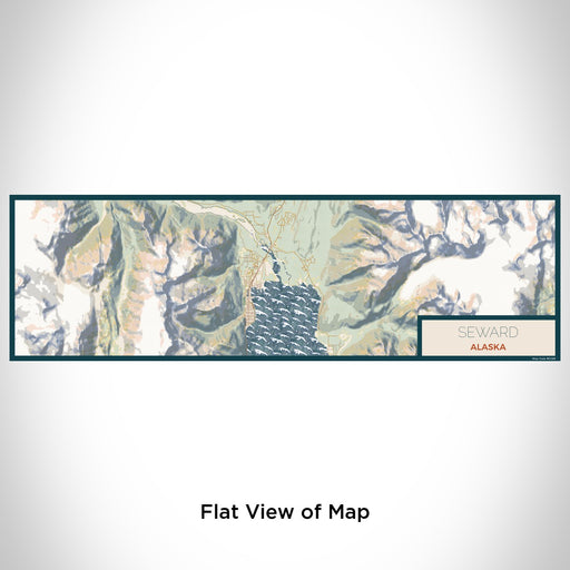 Flat View of Map Custom Seward Alaska Map Enamel Mug in Woodblock