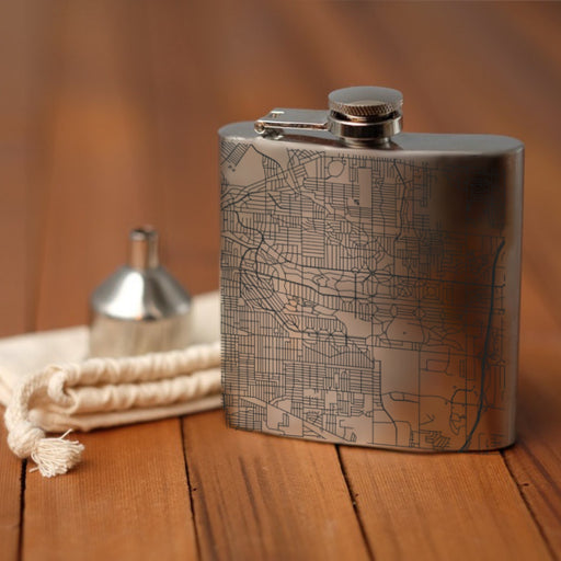 Shaker Heights Ohio Custom Engraved City Map Inscription Coordinates on 6oz Stainless Steel Flask