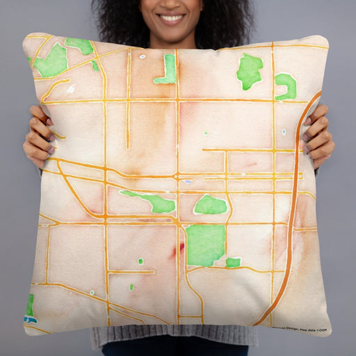 Person holding 22x22 Custom Shaker Heights Ohio Map Throw Pillow in Watercolor