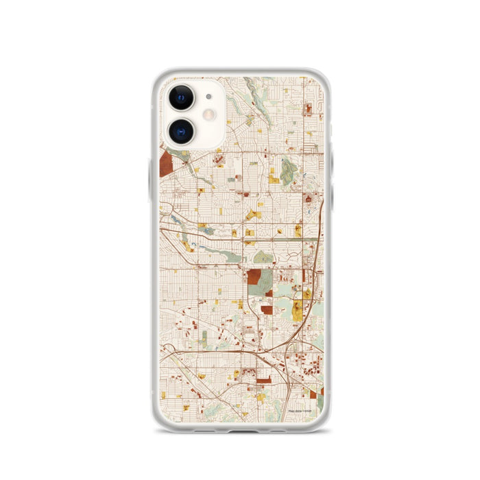 Custom iPhone 11 Shaker Heights Ohio Map Phone Case in Woodblock