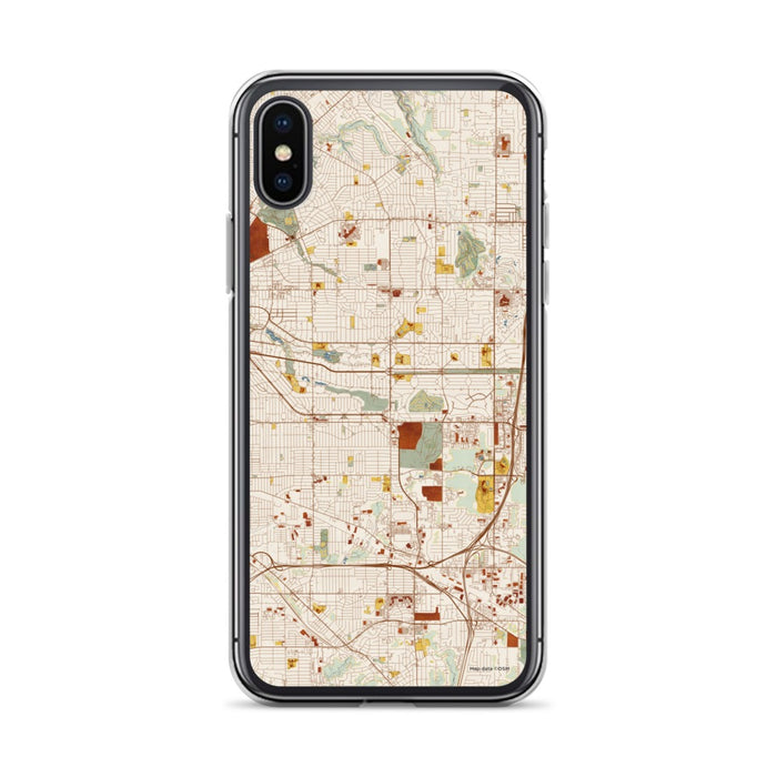 Custom iPhone X/XS Shaker Heights Ohio Map Phone Case in Woodblock