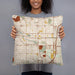 Person holding 18x18 Custom Shaker Heights Ohio Map Throw Pillow in Woodblock