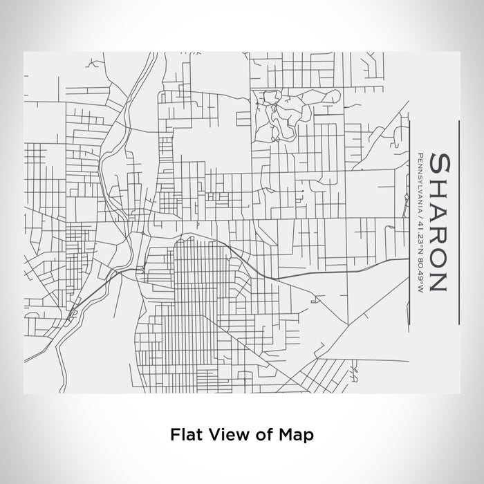 Rendered View of Sharon Pennsylvania Map Engraving on 20oz Stainless Steel Insulated Bottle with Bamboo Top in White