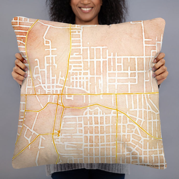 Person holding 22x22 Custom Sharon Pennsylvania Map Throw Pillow in Watercolor
