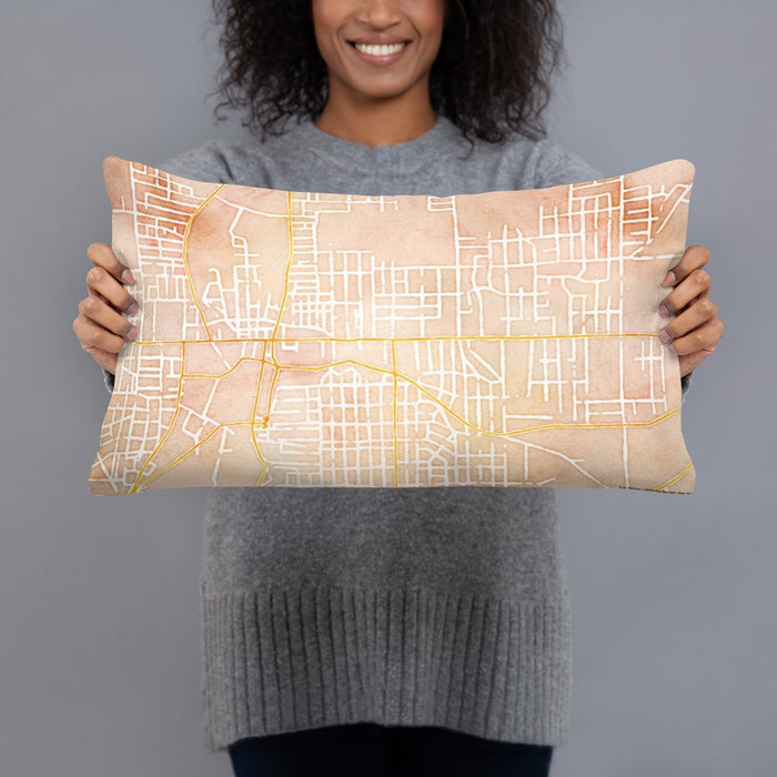 Person holding 20x12 Custom Sharon Pennsylvania Map Throw Pillow in Watercolor
