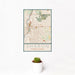 12x18 Sharon Pennsylvania Map Print Portrait Orientation in Woodblock Style With Small Cactus Plant in White Planter