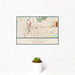 12x18 Sharon Pennsylvania Map Print Landscape Orientation in Woodblock Style With Small Cactus Plant in White Planter
