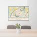 24x36 Sharpsville Pennsylvania Map Print Lanscape Orientation in Woodblock Style Behind 2 Chairs Table and Potted Plant