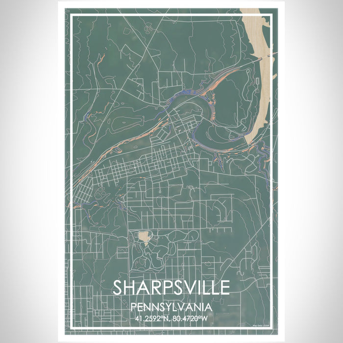 Sharpsville Pennsylvania Map Print Portrait Orientation in Afternoon Style With Shaded Background