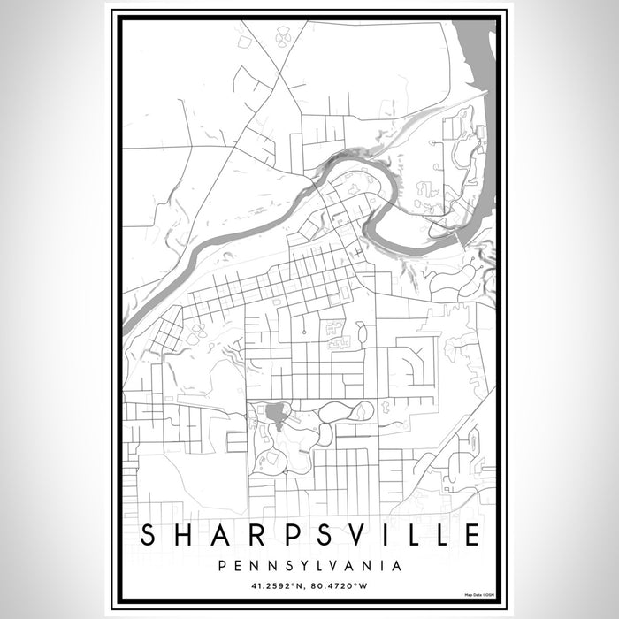 Sharpsville Pennsylvania Map Print Portrait Orientation in Classic Style With Shaded Background