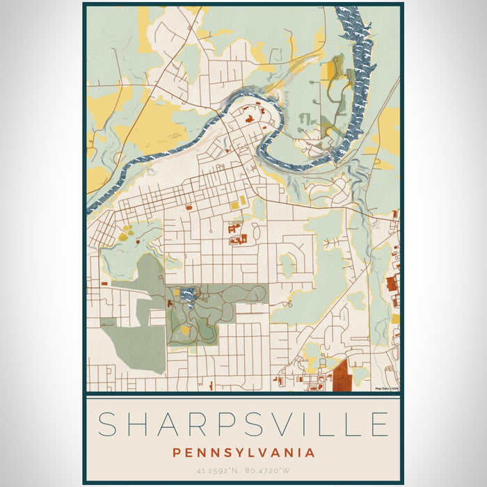 Sharpsville Pennsylvania Map Print Portrait Orientation in Woodblock Style With Shaded Background