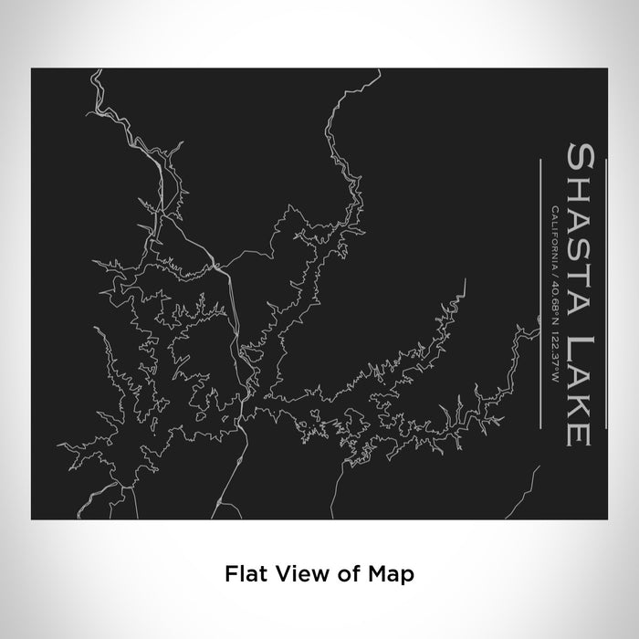 Rendered View of Shasta Lake California Map Engraving on 20oz Stainless Steel Insulated Bottle with Bamboo Top in Black