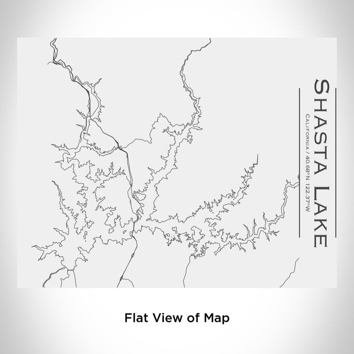 Rendered View of Shasta Lake California Map Engraving on 20oz Stainless Steel Insulated Bottle with Bamboo Top in White