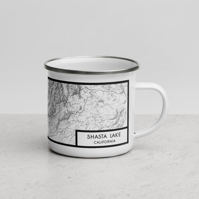 Right View Custom Shasta Lake California Map Enamel Mug in Classic