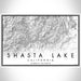 Shasta Lake California Map Print Landscape Orientation in Classic Style With Shaded Background