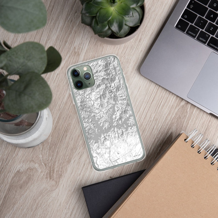 Custom Shasta Lake California Map Phone Case in Classic on Table with Laptop and Plant