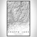 Shasta Lake California Map Print Portrait Orientation in Classic Style With Shaded Background