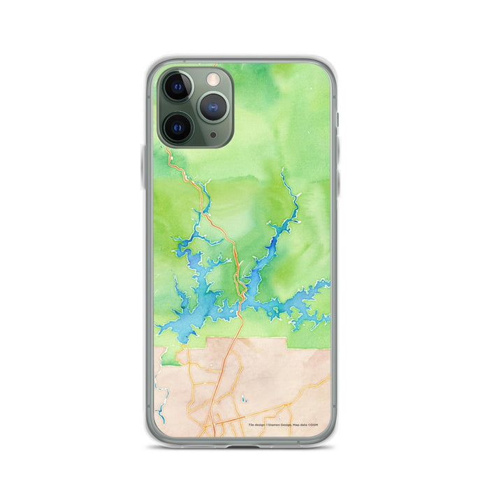 Custom iPhone 11 Pro Shasta Lake California Map Phone Case in Watercolor