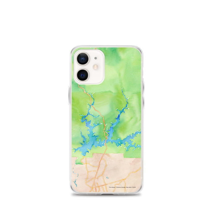 Custom iPhone 12 mini Shasta Lake California Map Phone Case in Watercolor