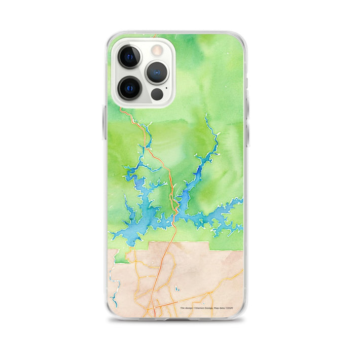 Custom iPhone 12 Pro Max Shasta Lake California Map Phone Case in Watercolor