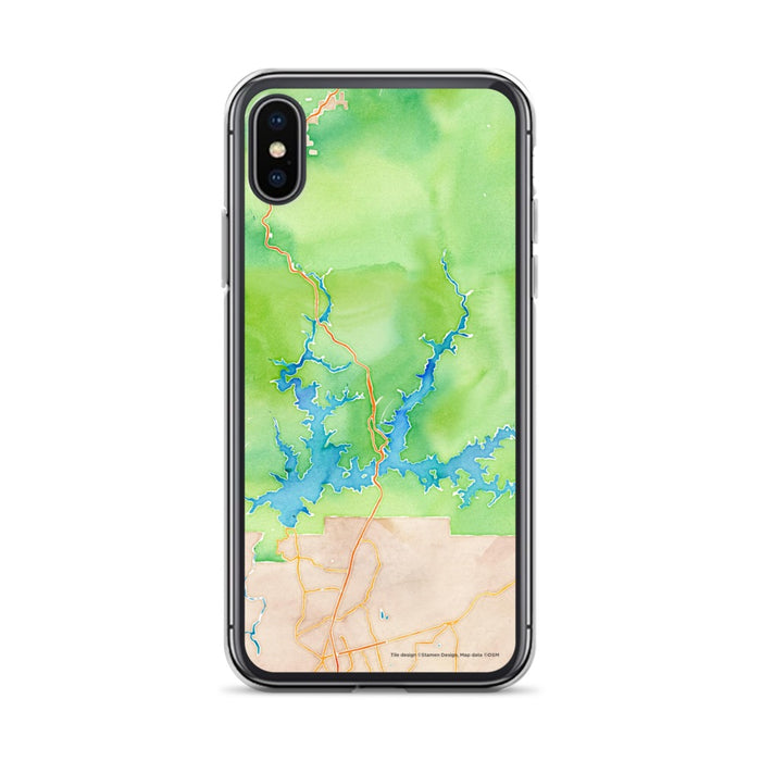 Custom iPhone X/XS Shasta Lake California Map Phone Case in Watercolor