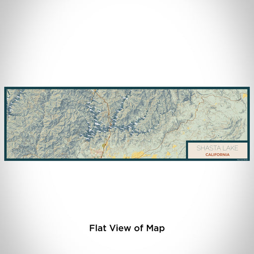 Flat View of Map Custom Shasta Lake California Map Enamel Mug in Woodblock