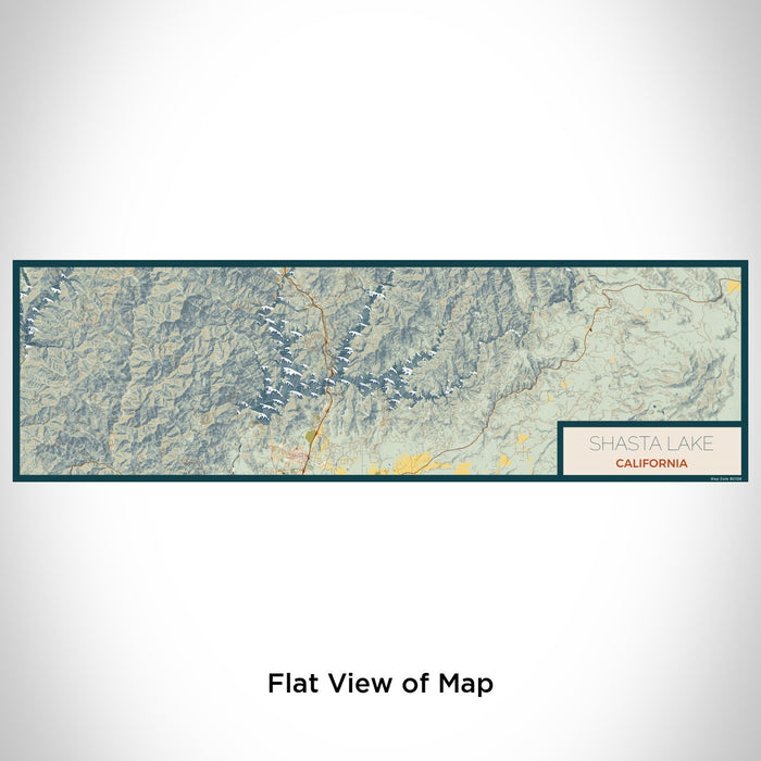 Flat View of Map Custom Shasta Lake California Map Enamel Mug in Woodblock