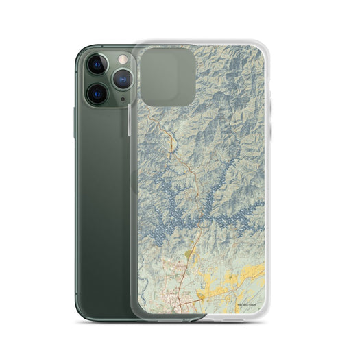 Custom Shasta Lake California Map Phone Case in Woodblock